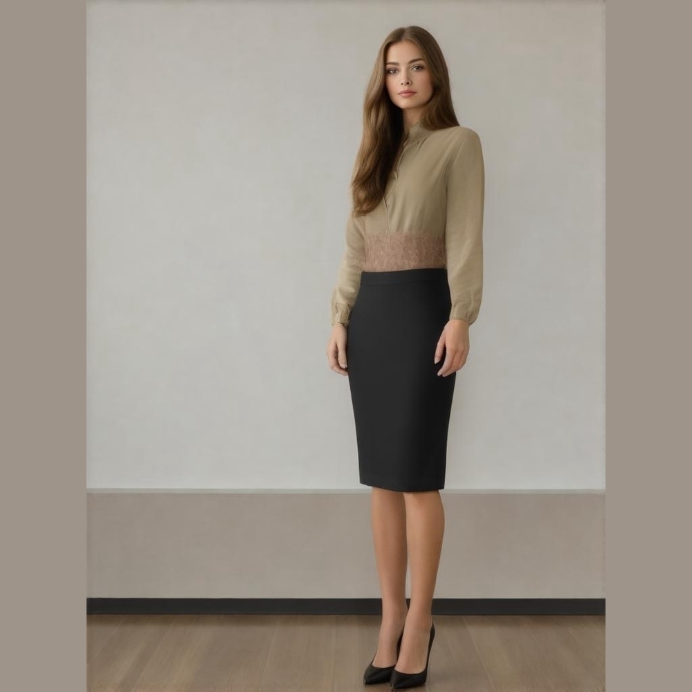 Alfani Black Pencil Midi Skirt with Back Slit